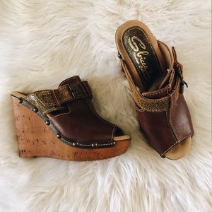 Handcrafted bohemian shoe | Brown sbicca wedge